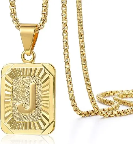 Trendsmax Initial Letter Pendant Necklace (Gold Plated Steel)