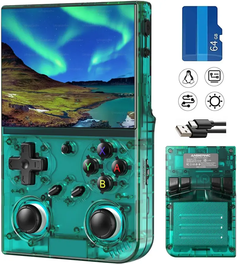 Retro Handheld Game Console 35XXPRO with 3.5" IPS Screen and 64GB Card